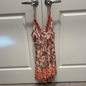 Angie Orange and White Patterned Dress